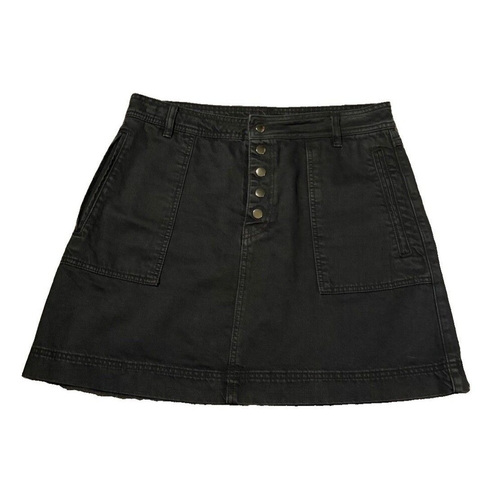 Free People Black Denim Skirt Metal Buttons Size 31